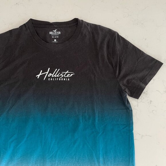 Hollister California SS Crew Nk Colorblock Graphic Top Blk Blue Pink Sz S NWT - Picture 4 of 9